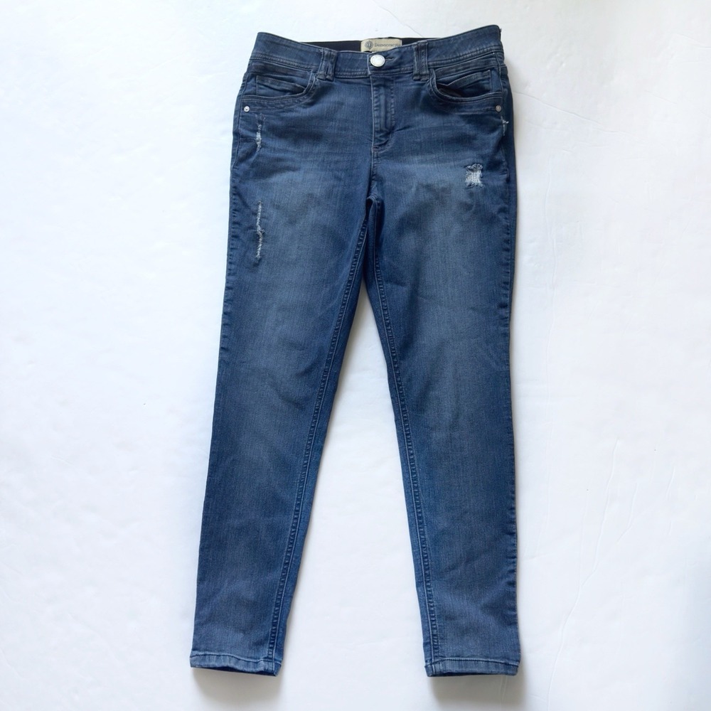 Democracy Ab Technology Distressed Skinny Jeans 10 Mid Rise Medium Wash Stretch